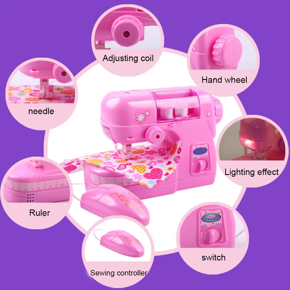 Máquina De Coser 재봉틀Children's Mini Portable Sewing Machine Small Electric Sewing Machine Electronic Sewing Machine Home Toy Set