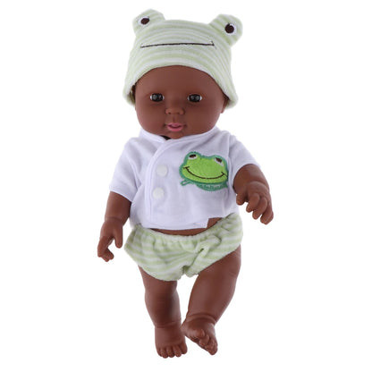 Reborn Newborn African Black Baby Doll Soft Vinyl Realistic Reborn Doll for Kids Gifts - 12 inch (Green)