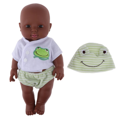 Reborn Newborn African Black Baby Doll Soft Vinyl Realistic Reborn Doll for Kids Gifts - 12 inch (Green)