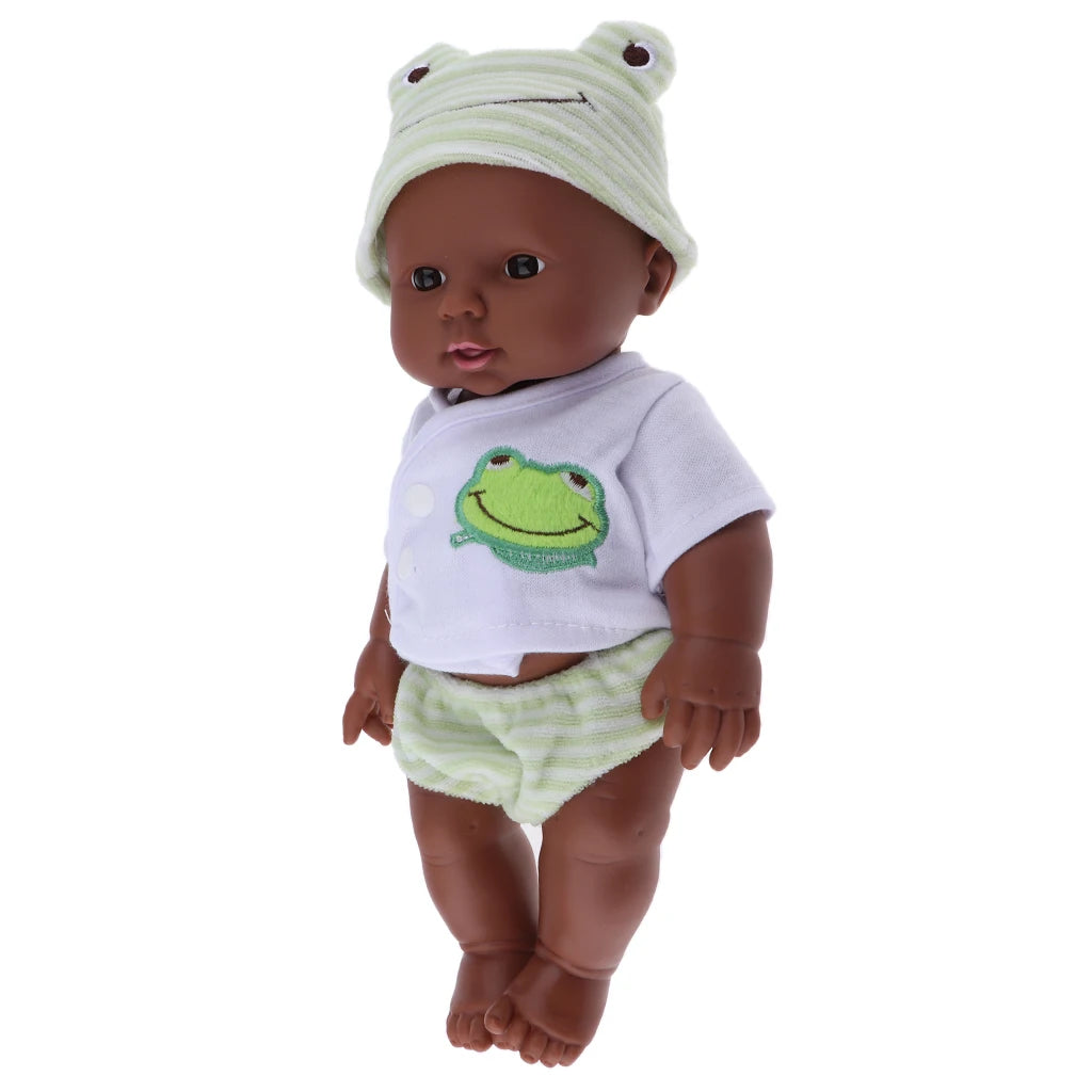 Reborn Newborn African Black Baby Doll Soft Vinyl Realistic Reborn Doll for Kids Gifts - 12 inch (Green)