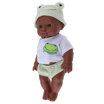 Reborn Newborn African Black Baby Doll Soft Vinyl Realistic Reborn Doll for Kids Gifts - 12 inch (Green)