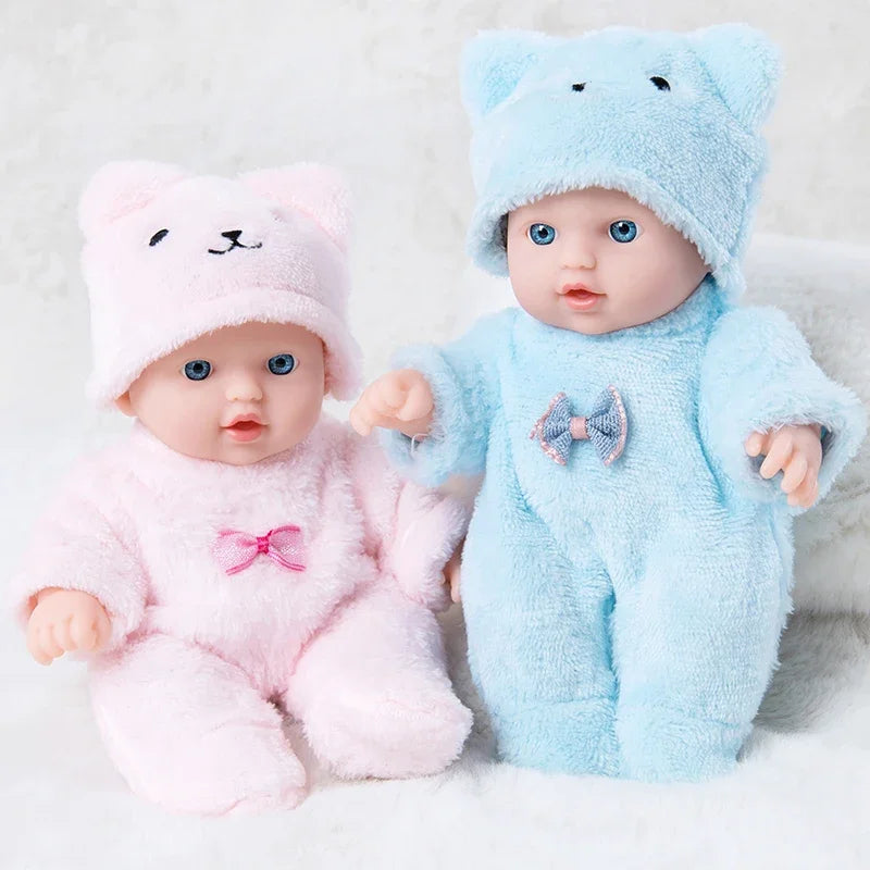 8 Inch 20CM Cute Reborn Doll with Plush Bear Pajamas Waterproof Vinyl Reborn Doll Great Birthday and Holiday Gifts for Girls
