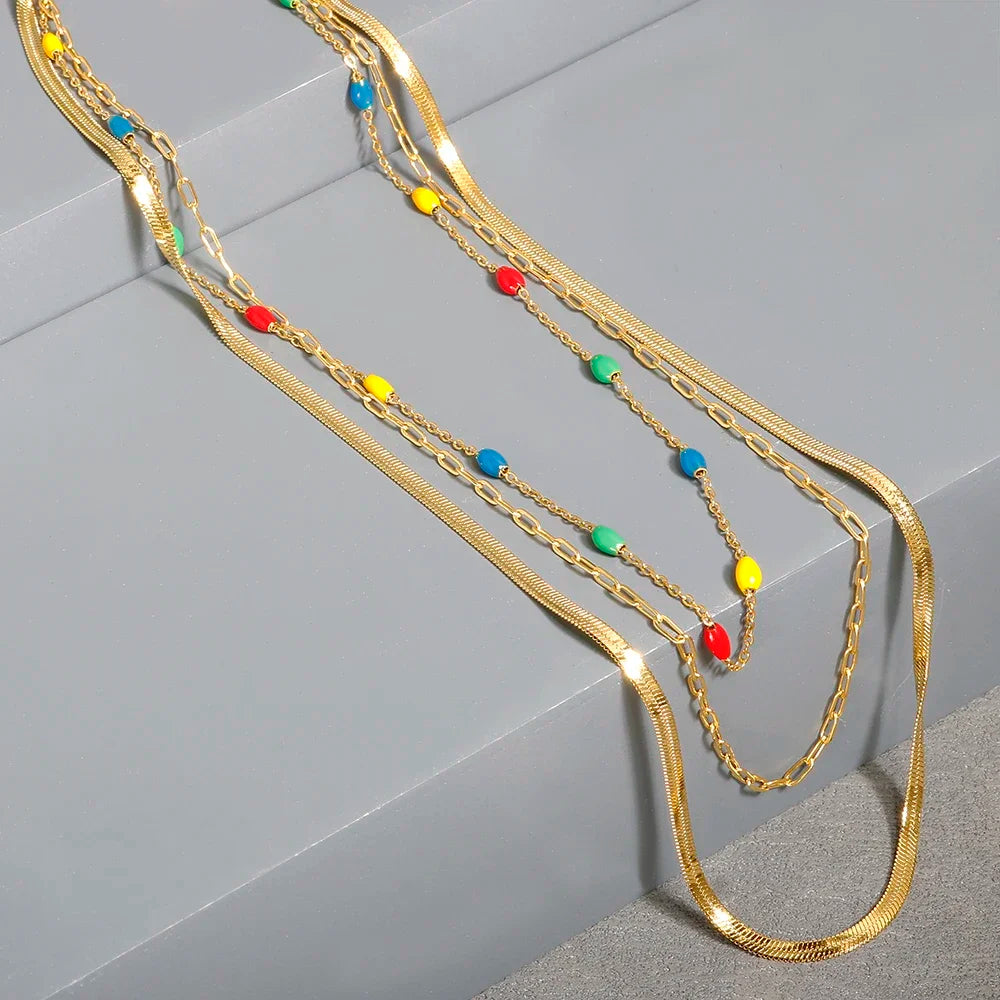 Stainless Steel Vintage Textured Delicate Necklace