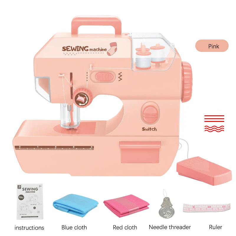 Electric Mini Sewing Machine Kids Toy Mini Furniture Toy Educational Toys DIY Creative Gifts Children Gift Pretend Play Games
