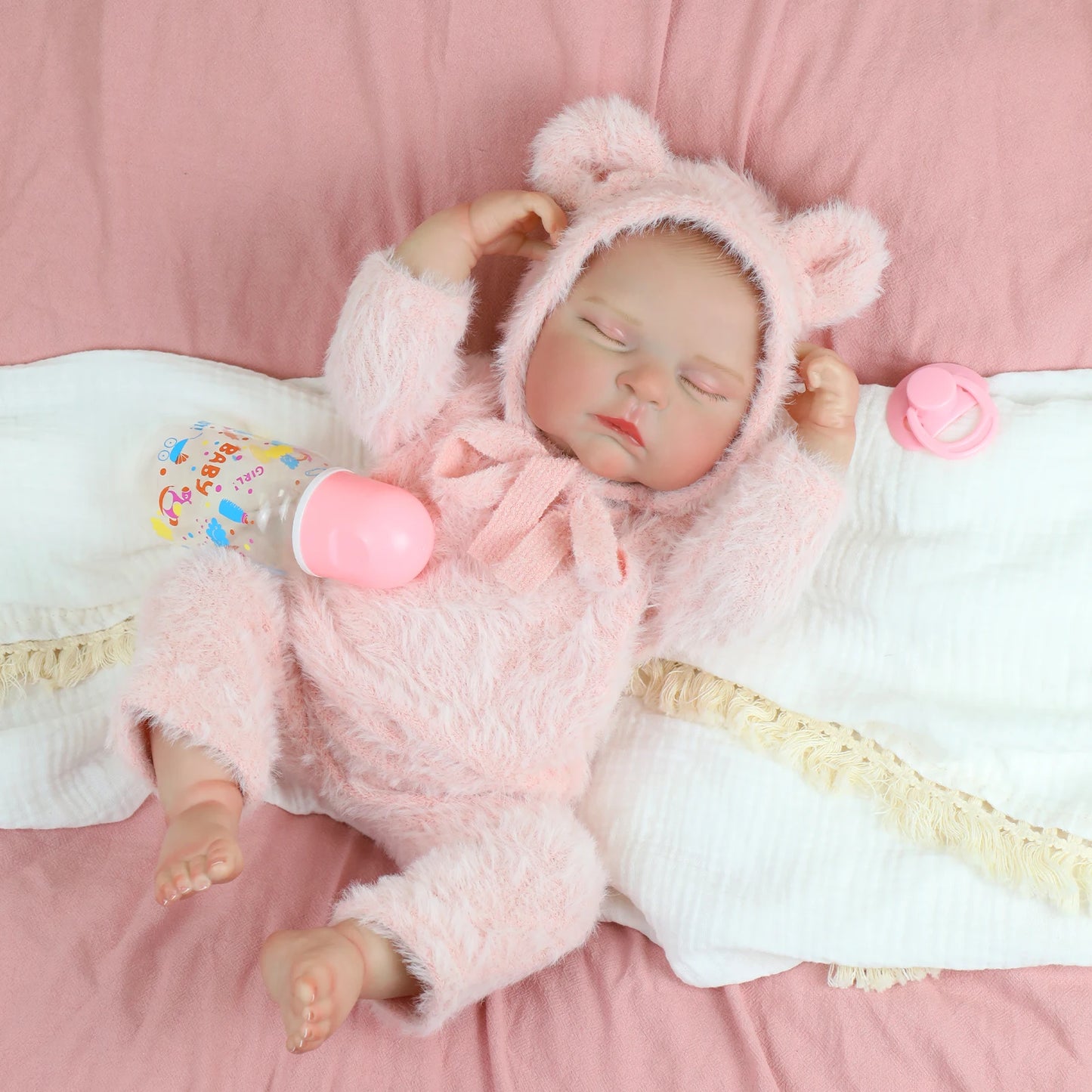 19inch Realistic Reborn Dolls Bebe Peaches Sleeping Baby Full Body Soft Silicone Vinyl Girl Handmade 3D Skin High Quality Gifts