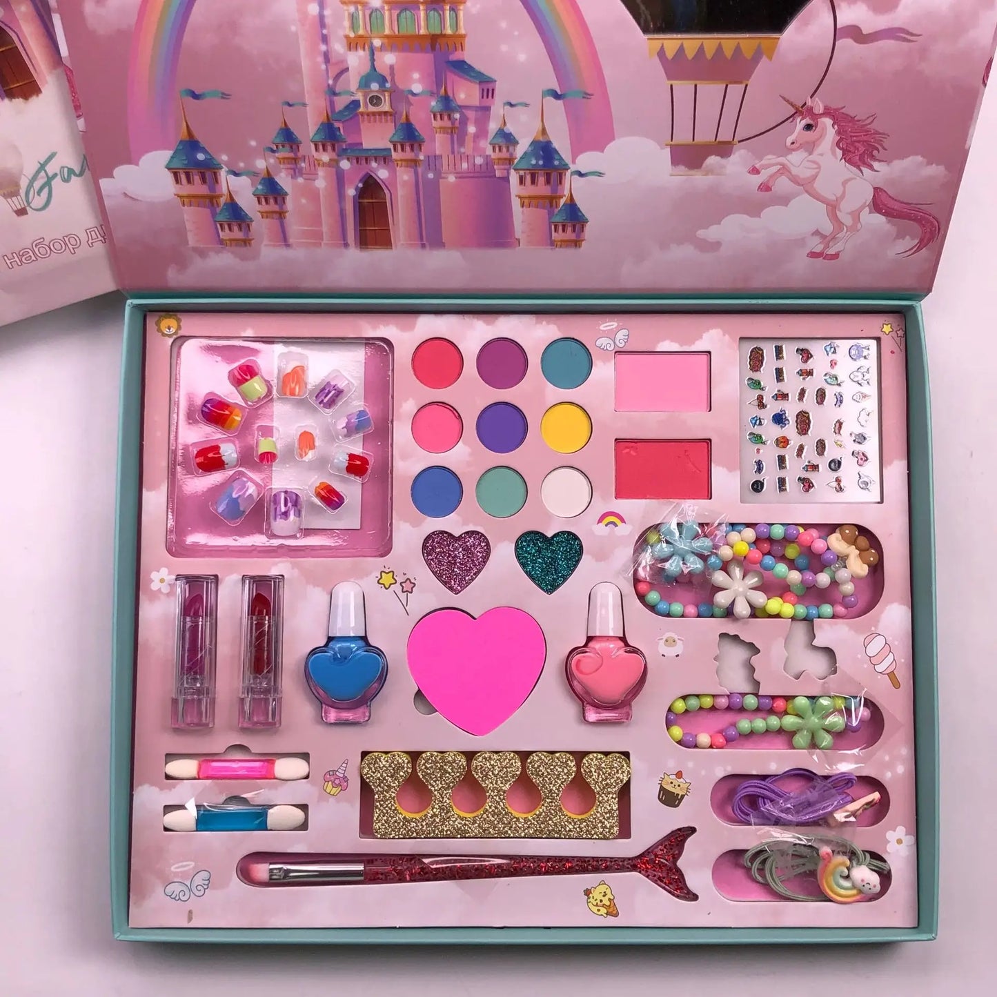 kids makeup set for Kids Eye shadow Nail Polish Ornaments Beading set for girls cloud Box birthday gift Educational GIfts