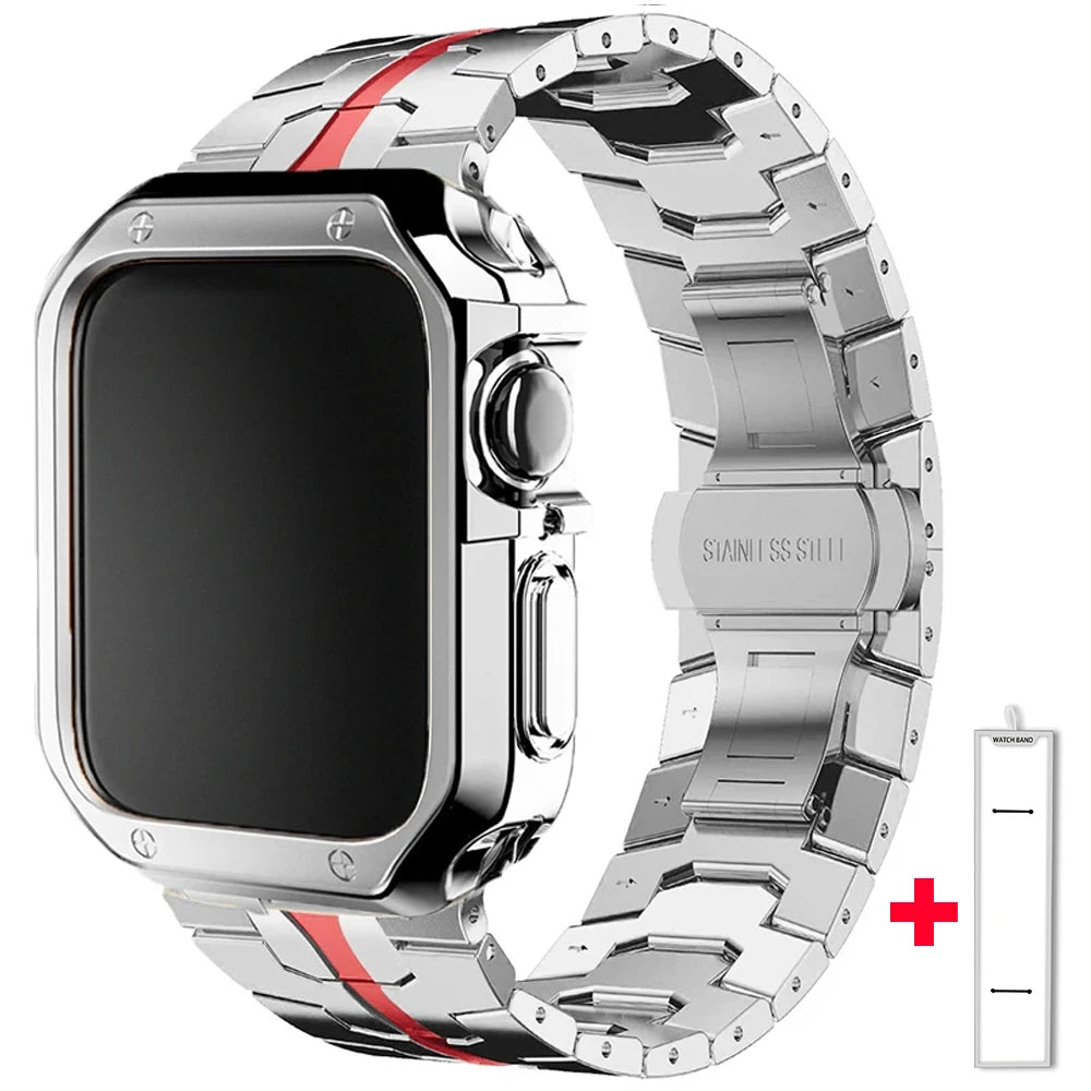 Stainless Steel Band+TPU Cover Case for Apple Watch 49mm 46mm 45mm 44mm Strap+case for Series 10 9 8 7 6 5 4 SE Ultra Watchband