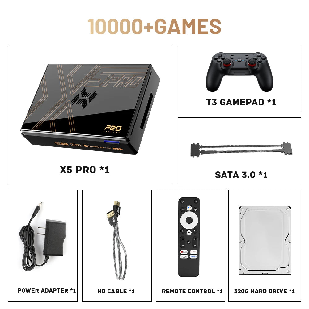 Kinhank Super Console X5 PRO Retro Video Game Consoles Plug and Play 4T with 16000 Games for PS2/WII/SS/DC/N64/MAME