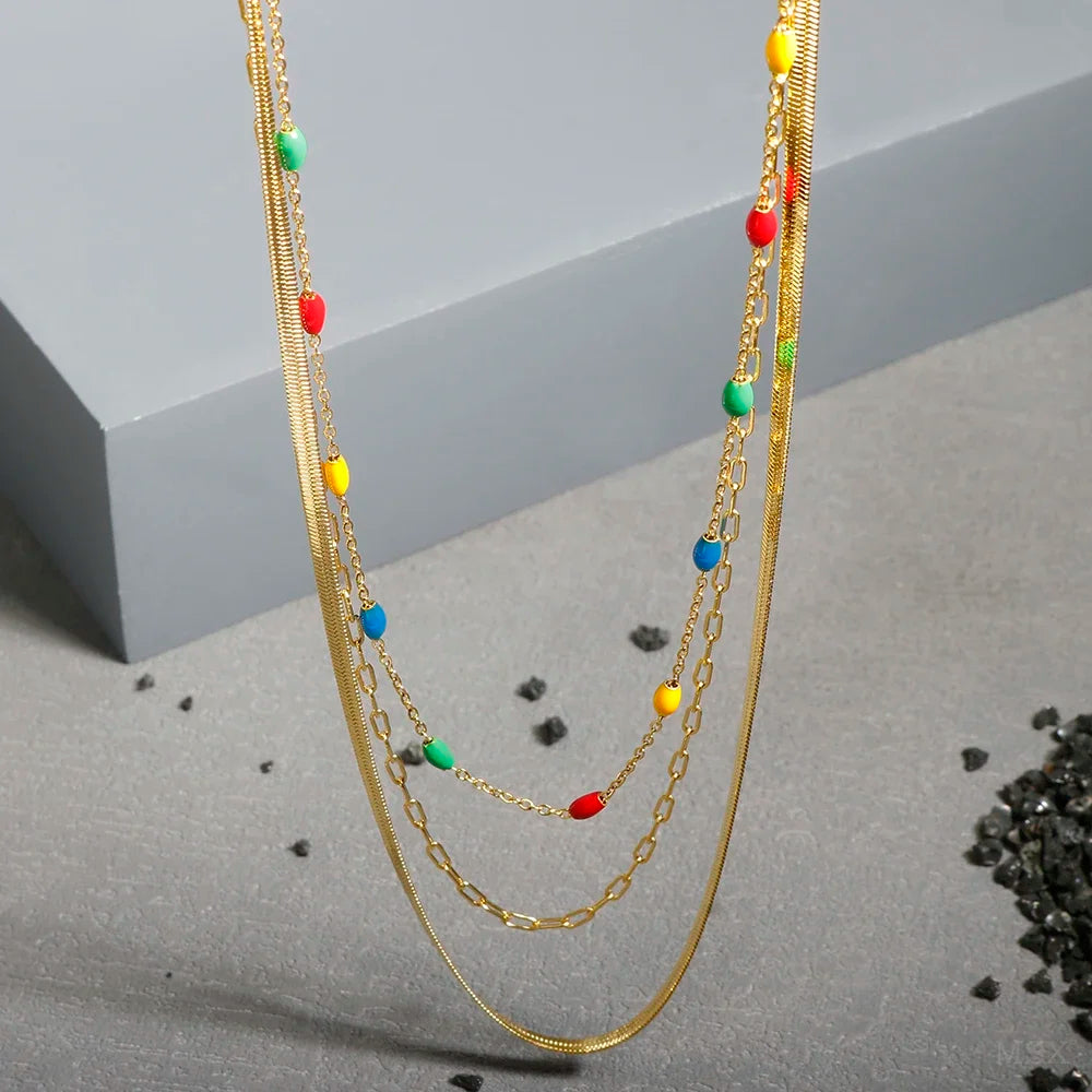 Stainless Steel Vintage Textured Delicate Necklace