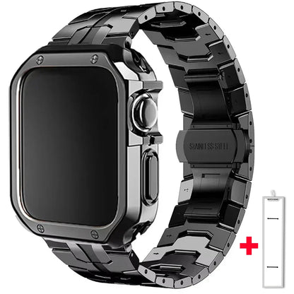 Stainless Steel Band+TPU Cover Case for Apple Watch 49mm 46mm 45mm 44mm Strap+case for Series 10 9 8 7 6 5 4 SE Ultra Watchband
