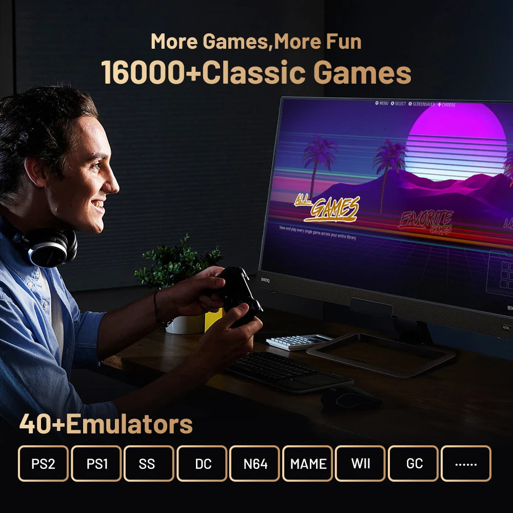 Kinhank Super Console X5 PRO Retro Video Game Consoles Plug and Play 4T with 16000 Games for PS2/WII/SS/DC/N64/MAME