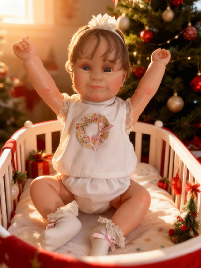 Reborn doll 50 cm soft cloth body/realistic doll/unisex/blue eyes/Christmas gift for girl