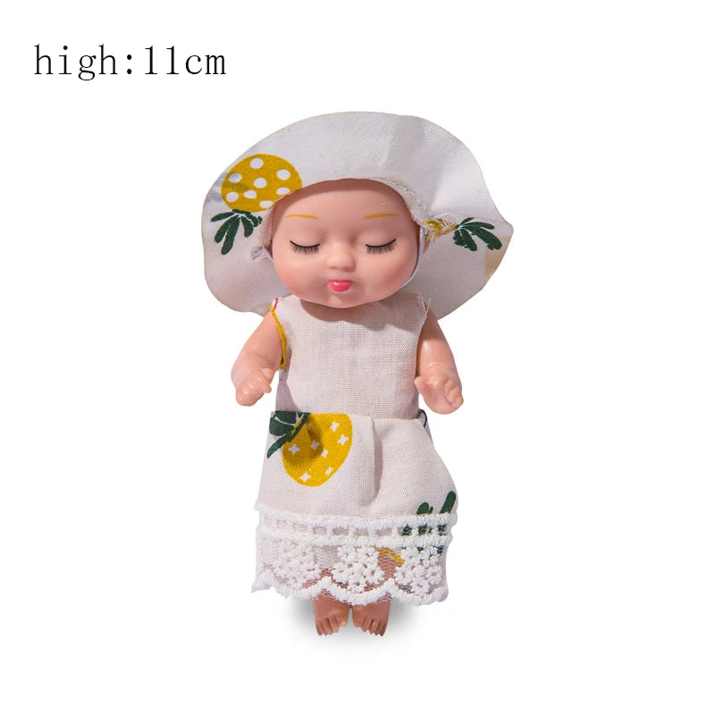 6/8Pcs Set Sleeping Mini Baby Dolls Reborn Lifelike Cute Adorable Dolls With Butterfly Crocodile Sunflower Outfits Playset Giftb