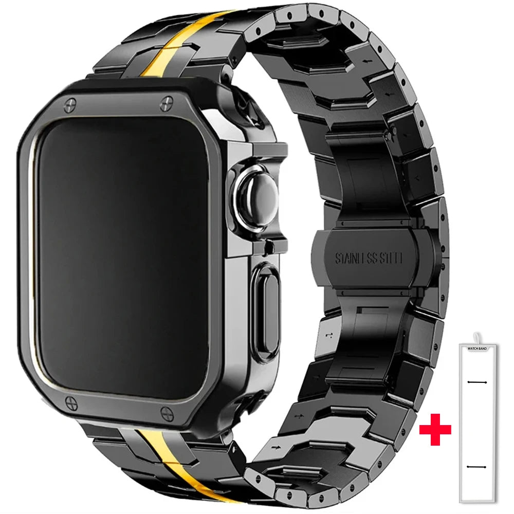 Stainless Steel Band+TPU Cover Case for Apple Watch 49mm 46mm 45mm 44mm Strap+case for Series 10 9 8 7 6 5 4 SE Ultra Watchband