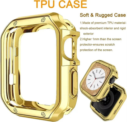 Stainless Steel Band+TPU Cover Case for Apple Watch 49mm 46mm 45mm 44mm Strap+case for Series 10 9 8 7 6 5 4 SE Ultra Watchband