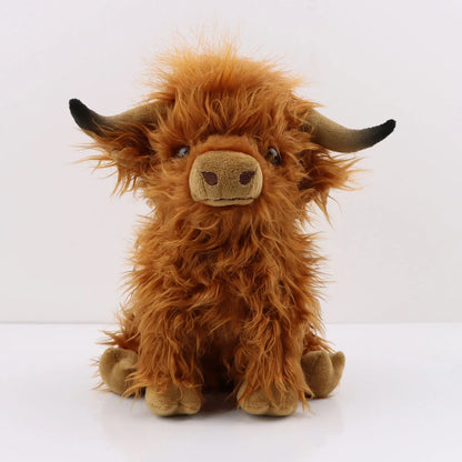 Highland Cow Plush Toy - Adorable Realistic Stuffed Animal with Long Fluffy Hair, Soft Cuddly Gift for Kids, Children & Collecto