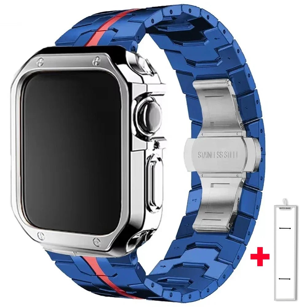 Stainless Steel Band+TPU Cover Case for Apple Watch 49mm 46mm 45mm 44mm Strap+case for Series 10 9 8 7 6 5 4 SE Ultra Watchband