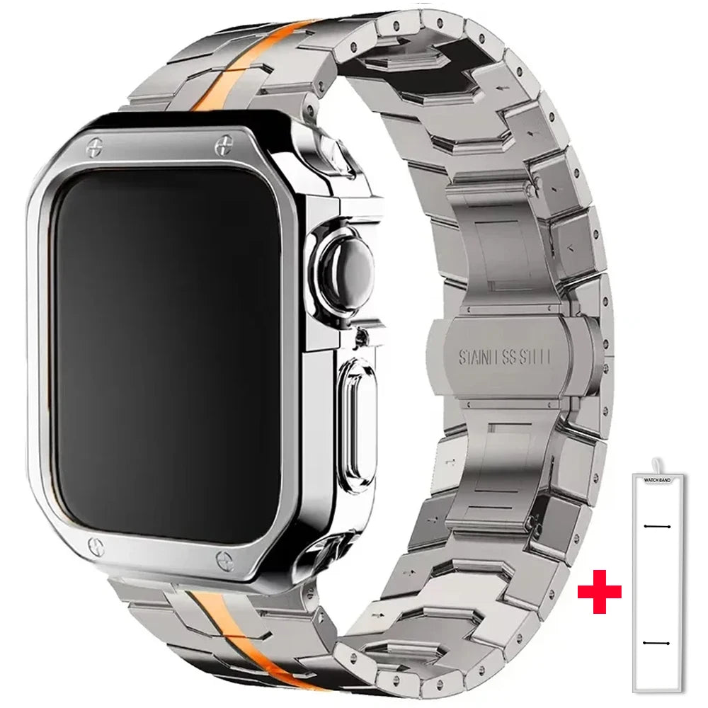 Stainless Steel Band+TPU Cover Case for Apple Watch 49mm 46mm 45mm 44mm Strap+case for Series 10 9 8 7 6 5 4 SE Ultra Watchband