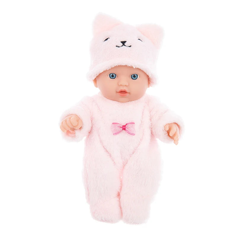 8 Inch 20CM Cute Reborn Doll with Plush Bear Pajamas Waterproof Vinyl Reborn Doll Great Birthday and Holiday Gifts for Girls