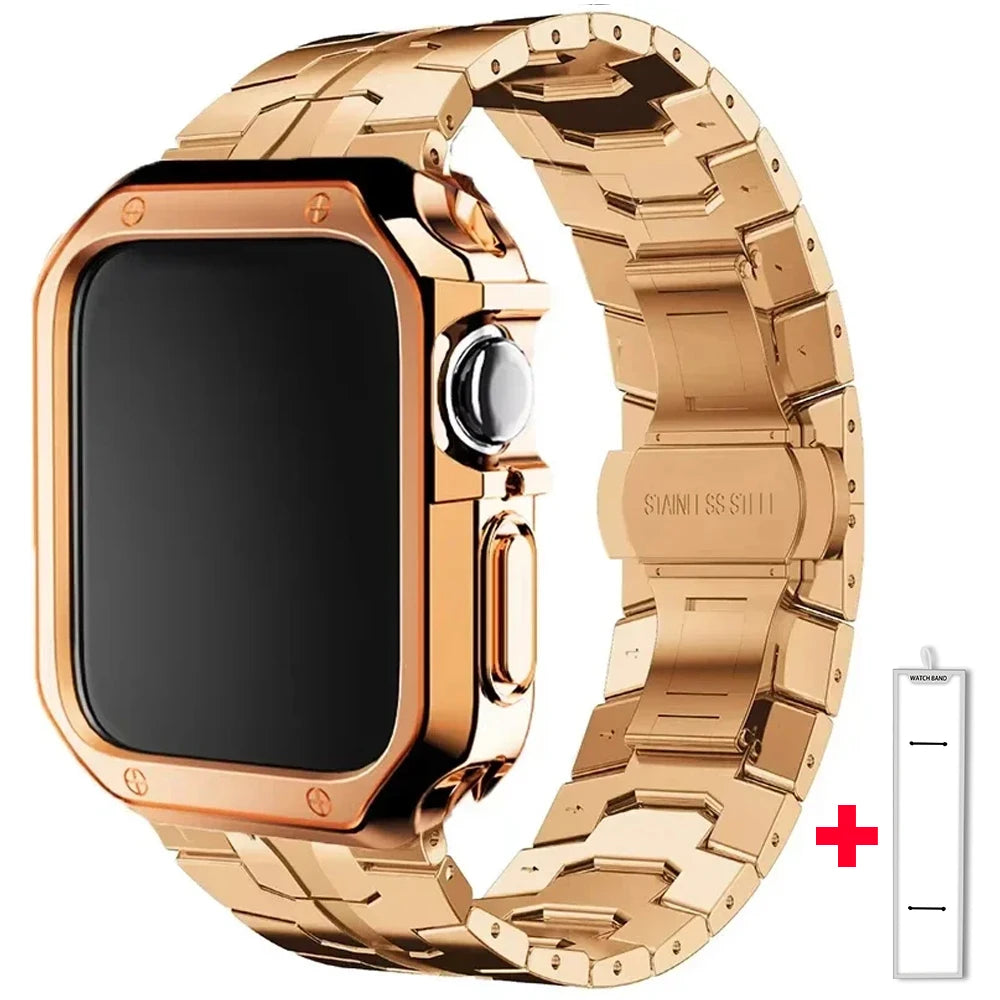 Stainless Steel Band+TPU Cover Case for Apple Watch 49mm 46mm 45mm 44mm Strap+case for Series 10 9 8 7 6 5 4 SE Ultra Watchband