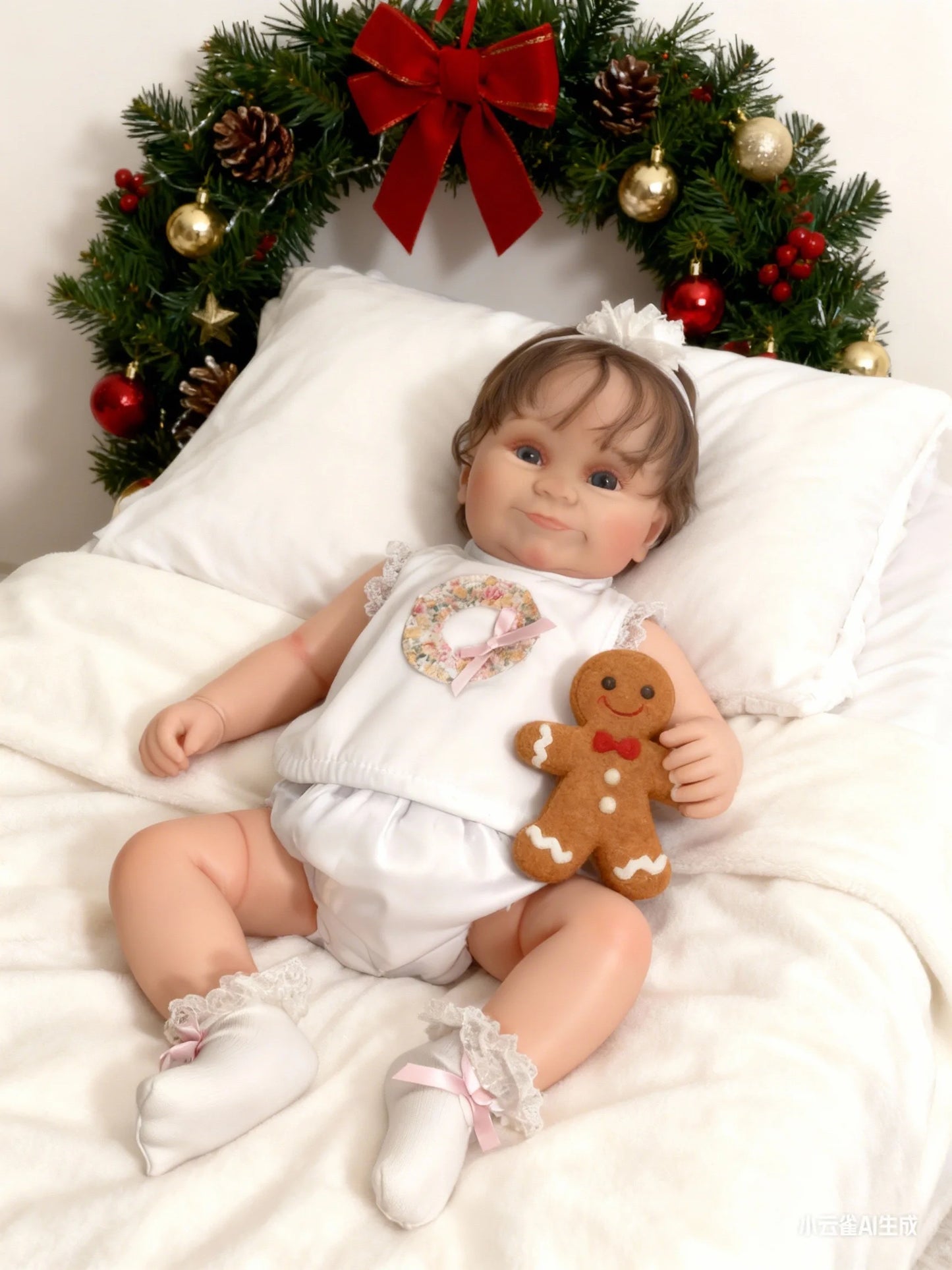 Reborn doll 50 cm soft cloth body/realistic doll/unisex/blue eyes/Christmas gift for girl