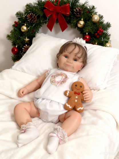 Reborn doll 50 cm soft cloth body/realistic doll/unisex/blue eyes/Christmas gift for girl