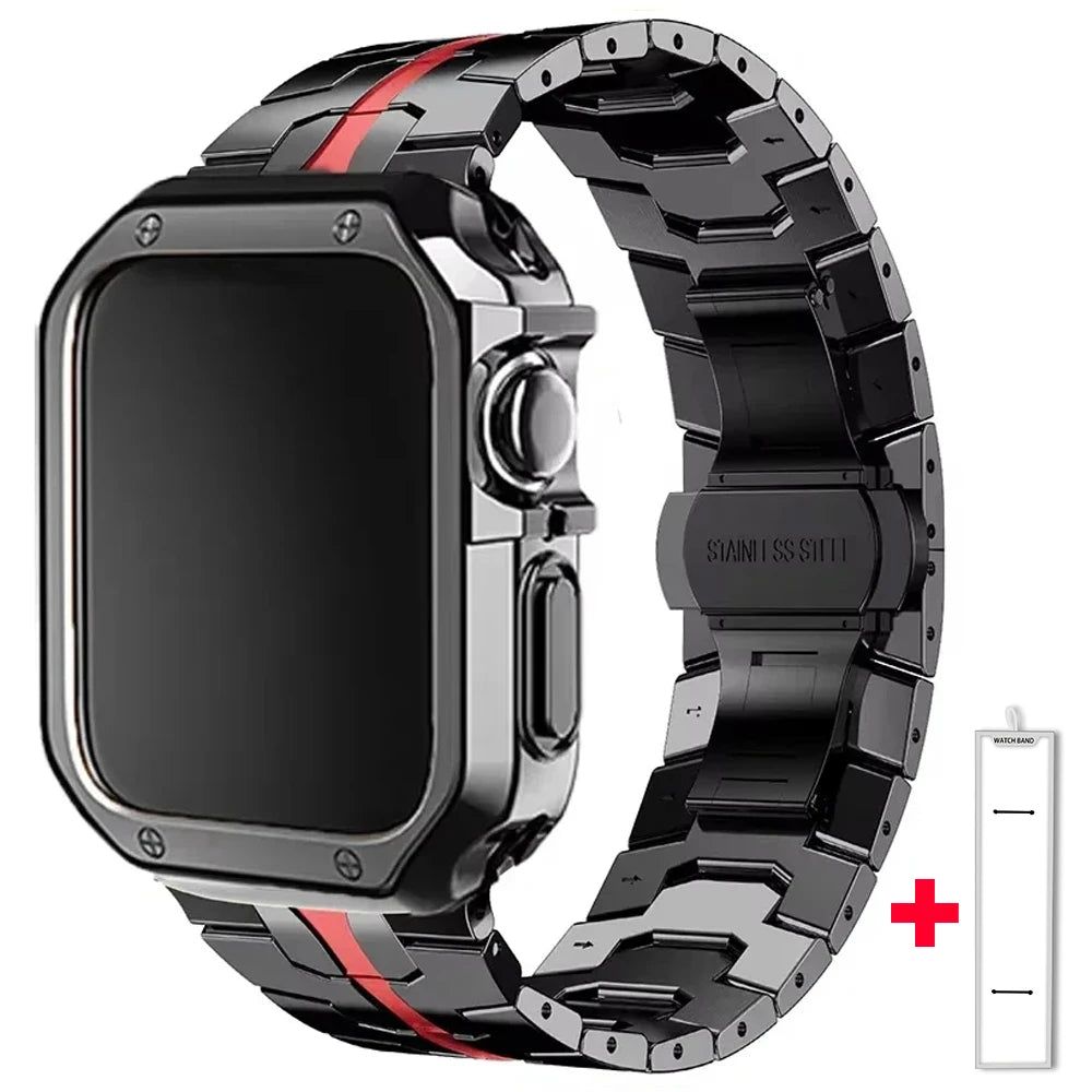 Stainless Steel Band+TPU Cover Case for Apple Watch 49mm 46mm 45mm 44mm Strap+case for Series 10 9 8 7 6 5 4 SE Ultra Watchband
