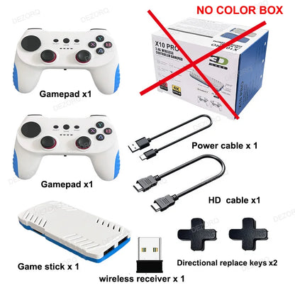 New TV Game Console 128G Built In 50000 Retro Games 50 Emulators Videojuegos Consola Dual Wireless Gamepad X10 Pro Game Stick 4K