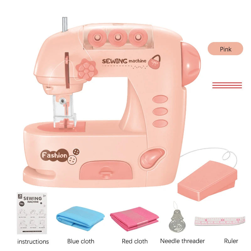 Electric Mini Sewing Machine Kids Toy Mini Furniture Toy Educational Toys DIY Creative Gifts Children Gift Pretend Play Games