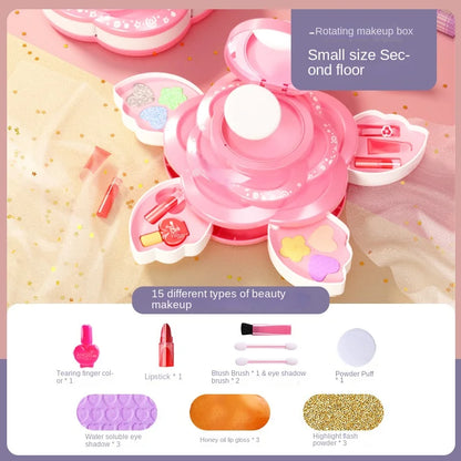 Children's Makeup Box Rotating Opening Cosmetics Toys for Little Girls Princess Makeup Set To Enhance Creativity and Imagination