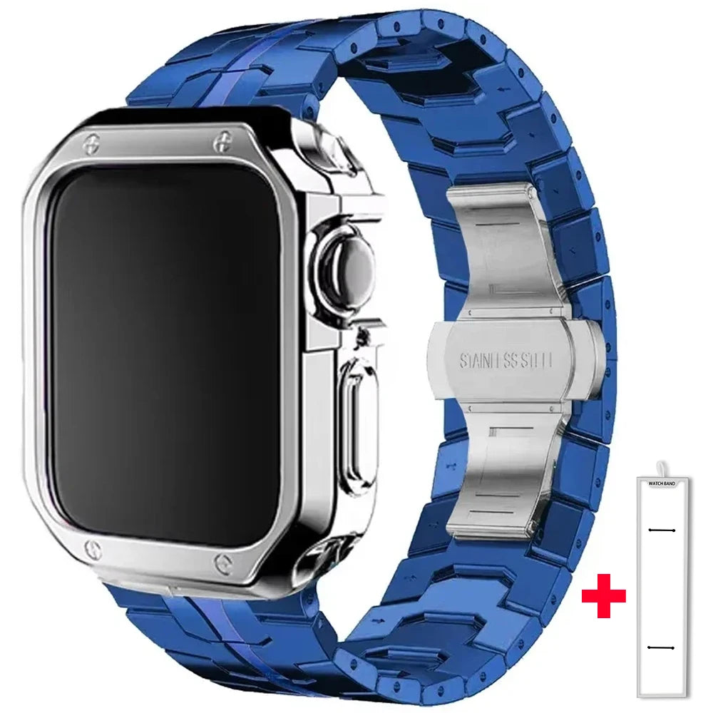 Stainless Steel Band+TPU Cover Case for Apple Watch 49mm 46mm 45mm 44mm Strap+case for Series 10 9 8 7 6 5 4 SE Ultra Watchband