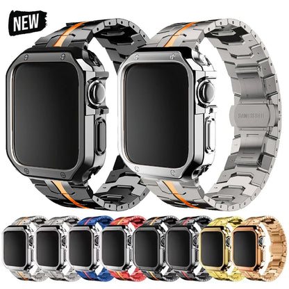 Stainless Steel Band+TPU Cover Case for Apple Watch 49mm 46mm 45mm 44mm Strap+case for Series 10 9 8 7 6 5 4 SE Ultra Watchband