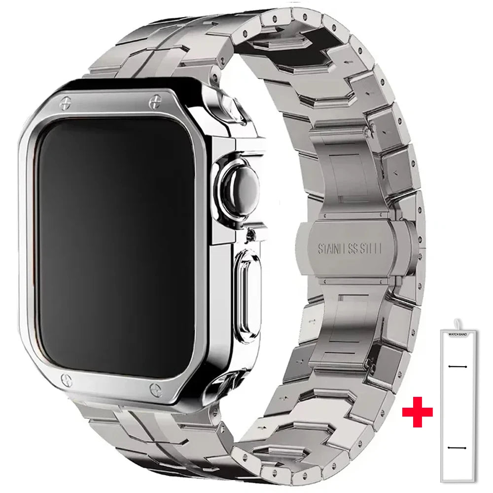 Stainless Steel Band+TPU Cover Case for Apple Watch 49mm 46mm 45mm 44mm Strap+case for Series 10 9 8 7 6 5 4 SE Ultra Watchband