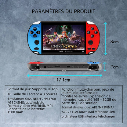 GAMINJA X7 4.3inch Handheld Game Console IPS Screen Video Game Player HD Game Console Built-in 10000 Games For GBA GBC NES GBC