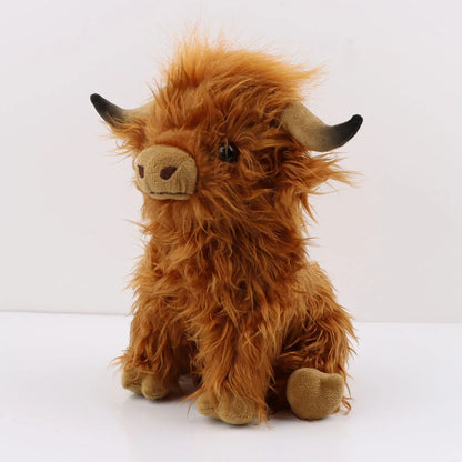 Highland Cow Plush Toy - Adorable Realistic Stuffed Animal with Long Fluffy Hair, Soft Cuddly Gift for Kids, Children & Collecto