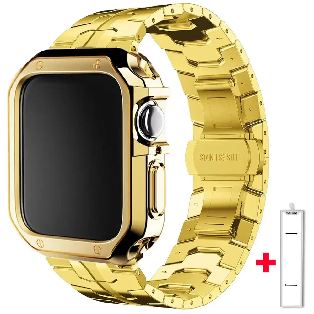 Stainless Steel Band+TPU Cover Case for Apple Watch 49mm 46mm 45mm 44mm Strap+case for Series 10 9 8 7 6 5 4 SE Ultra Watchband