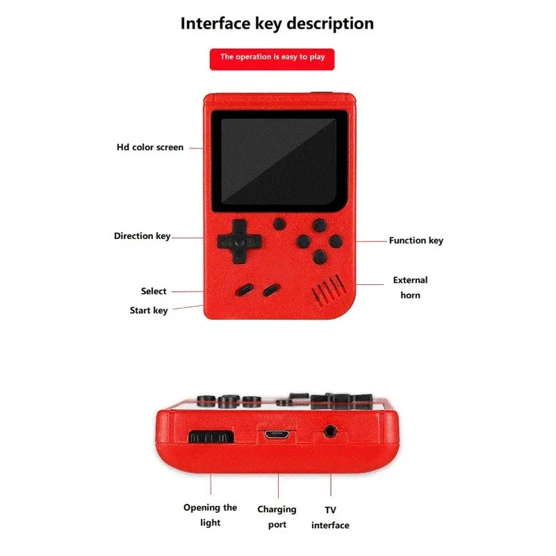 2025 A Red Retro Classic Games Children's Handheld Small Game Console With Hundreds Of Game Charging Can Be Connected To The TV