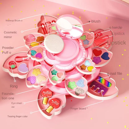 Children's Makeup Box Rotating Opening Cosmetics Toys for Little Girls Princess Makeup Set To Enhance Creativity and Imagination