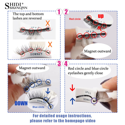 Hot 1 Pair Magnetic Eyelashes Handmade Fluffy Faux Mink Lashes Reusable Natural False Eyelashes and Magnetic Tweezers Set Makeup