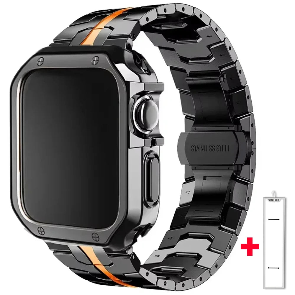 Stainless Steel Band+TPU Cover Case for Apple Watch 49mm 46mm 45mm 44mm Strap+case for Series 10 9 8 7 6 5 4 SE Ultra Watchband