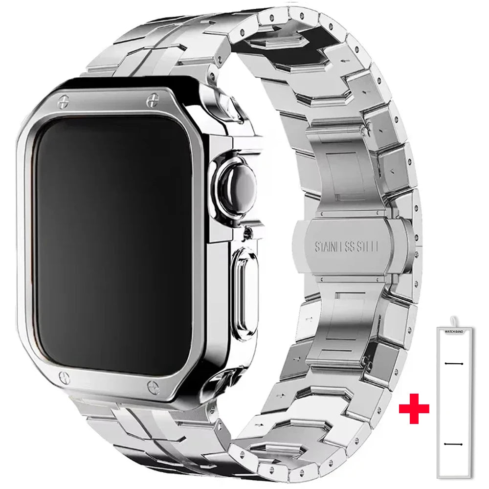 Stainless Steel Band+TPU Cover Case for Apple Watch 49mm 46mm 45mm 44mm Strap+case for Series 10 9 8 7 6 5 4 SE Ultra Watchband