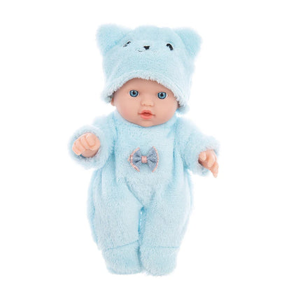 8 Inch 20CM Cute Reborn Doll with Plush Bear Pajamas Waterproof Vinyl Reborn Doll Great Birthday and Holiday Gifts for Girls
