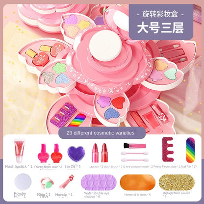 Children's Makeup Box Rotating Opening Cosmetics Toys for Little Girls Princess Makeup Set To Enhance Creativity and Imagination