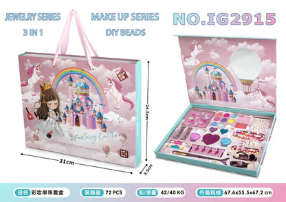 kids makeup set for Kids Eye shadow Nail Polish Ornaments Beading set for girls cloud Box birthday gift Educational GIfts