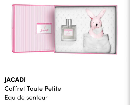 Découvrez le nouveau coffret Tout Petite Jacadi Paris, composé d'une Eau de Senteur Toute Petite et d'un véritable doudou Jacadi Paris.