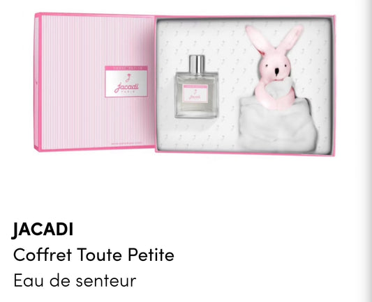 Découvrez le nouveau coffret Tout Petite Jacadi Paris, composé d'une Eau de Senteur Toute Petite et d'un véritable doudou Jacadi Paris.