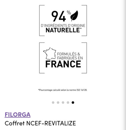 FILORGA                                  Coffret  NCEF-REVITALIZE
Crème anti-âge polyrevitalisante  avec sérum format découverte offert : Une formule revitalisante qui réduit jour après jour les signes de l'âge, offrant une peau visiblement rajeunie.