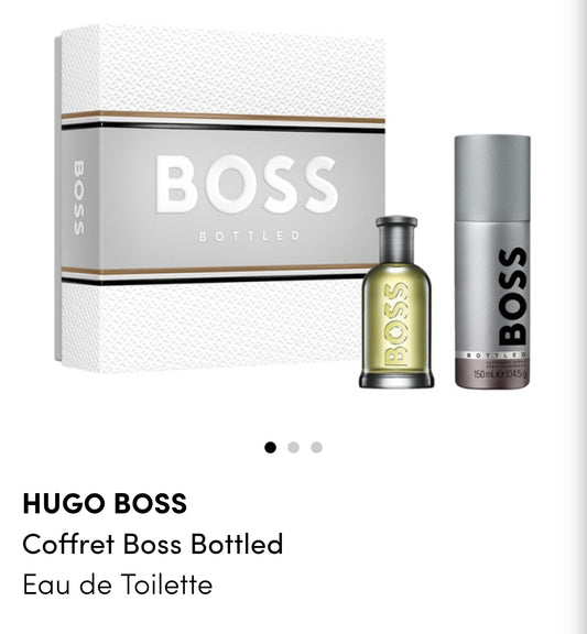 Coffret Boss Bottled
Eau de Toilette

Rayonnez de confiance avec l’Eau de Toilette BOSS Bottled. Ce parfum frais et masculin se distingue par une note de tête fruitée, un cœur épicé et un fond boisé élégant.

Ce coffret cadeau BOSS Bottled Eau de Toilette