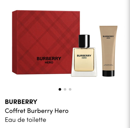 Coffret Burberry Hero
Eau de toilette 

Célébrez les fêtes de fin d'année avec Burberry Hero Eau de Toilette pour homme. Puissant et subtil, ce parfum boisé aromatique est composé d'un genévrier vivifiant, de poivre noir, de l'emblématique bois de cèdre e
